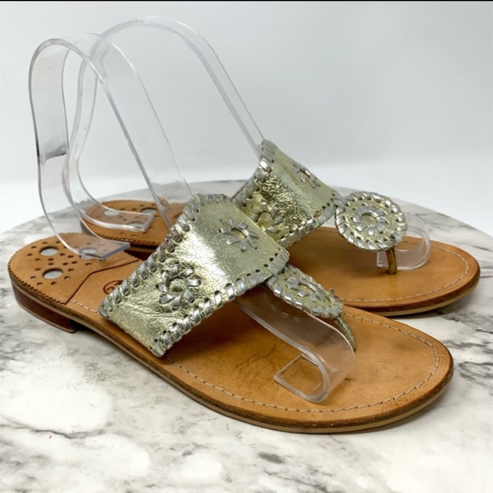 Medici Medallion Whip-Stitch Sandal 37 Metallic Bohemian Southern Belle Preppy - Picture 12 of 12